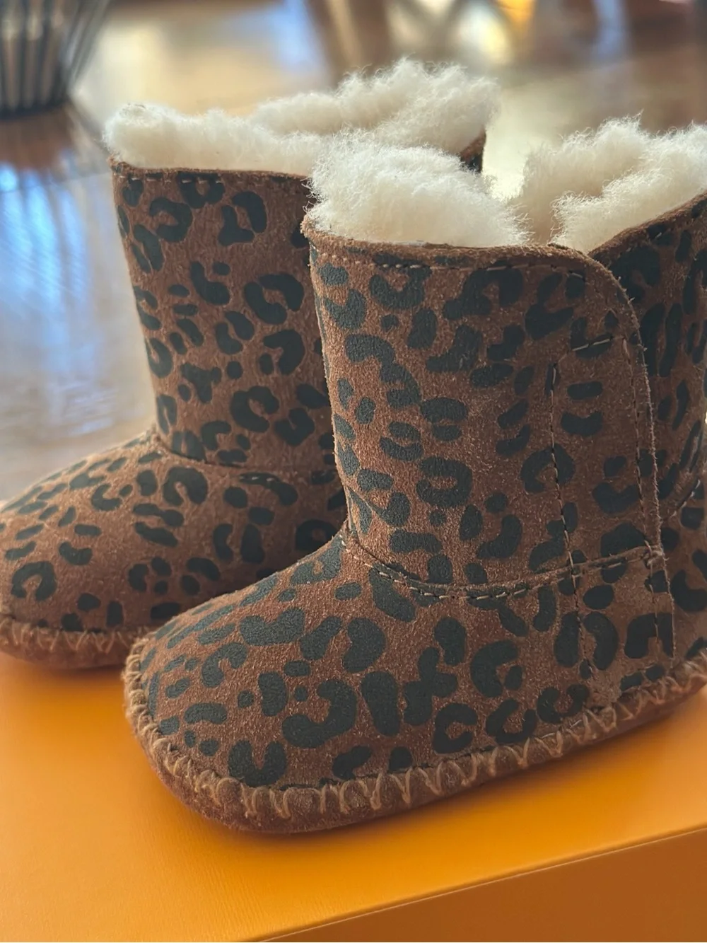 Leopard Print Faux-Suede Baby Ugg Boots with Shearling Lining